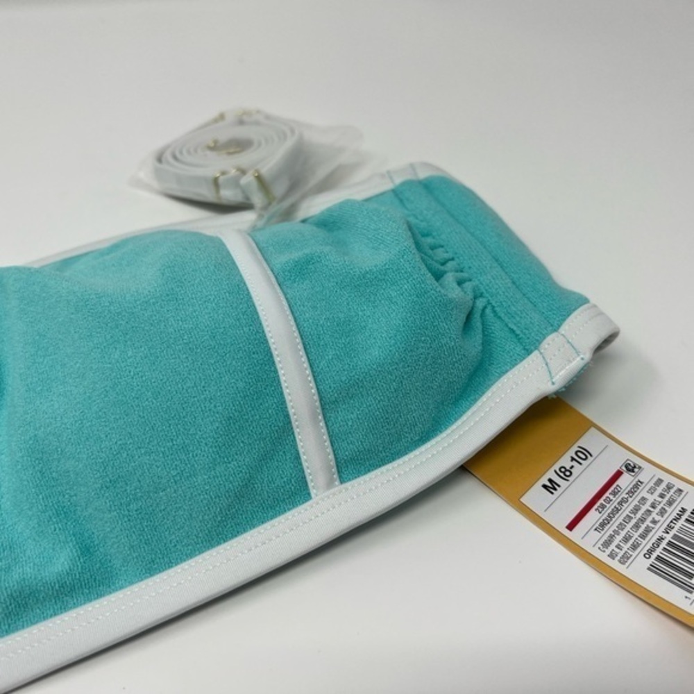 Kona Sol Bandeau Bikini Turquoise Terry Cloth | Medium